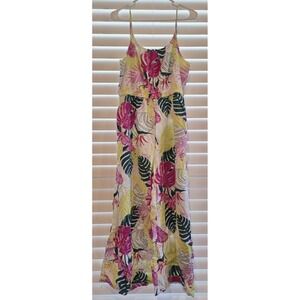 Nicole Miller Romper Pant Suit Palm Leaves Jumpsuit Pink Green Yellow‎ sz Medium